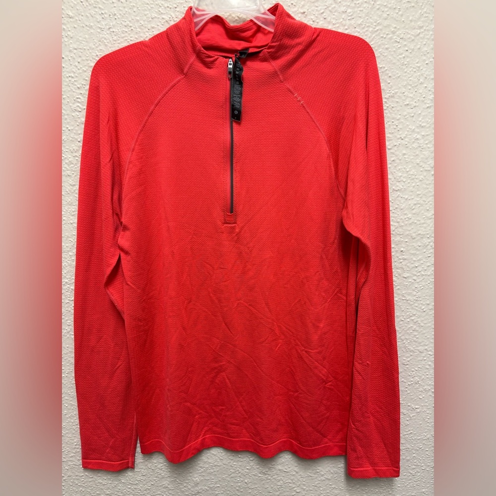 lululemon athletica Red Textured Quarter-Zip Pullover